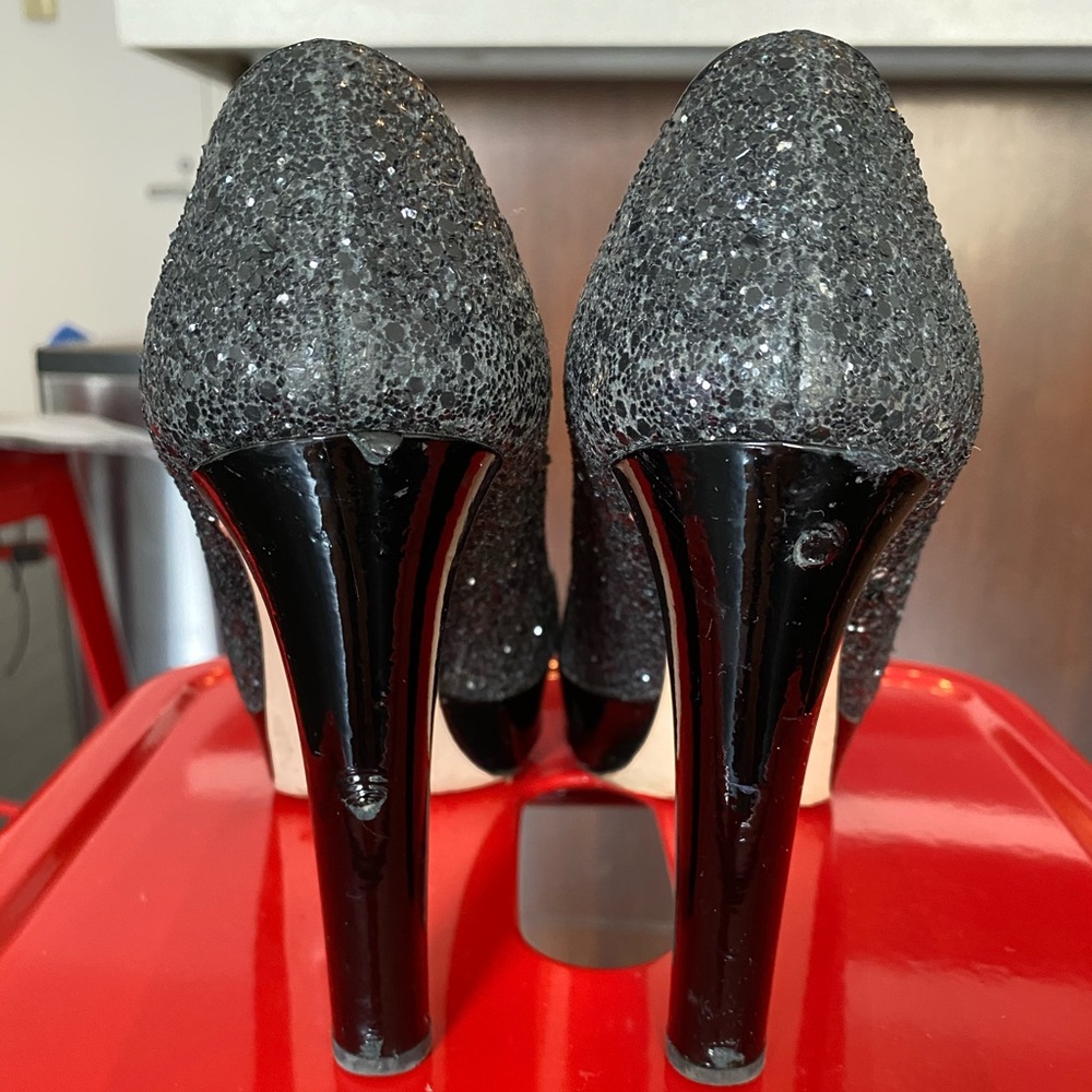 Platform Miu Miu Peep Toe Sequin Heels Size 7.5 - image 6